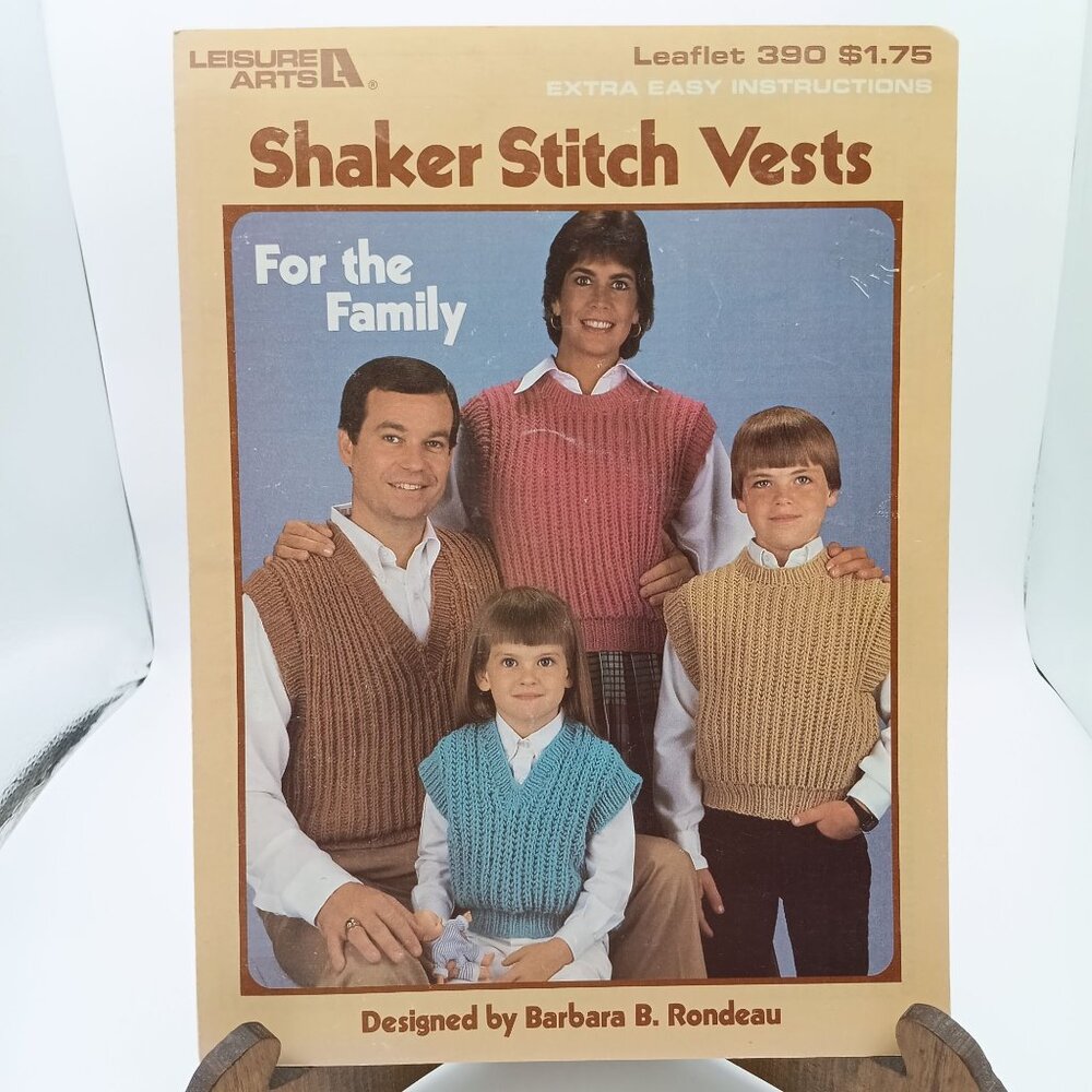 Shaker Stitch Vests for the Family by Barbara Rondeau, Leisure Arts Leaflet 390